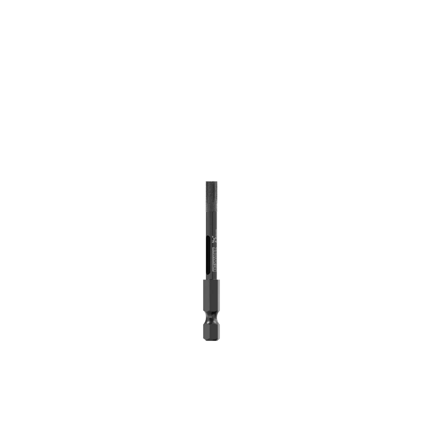 DEWALT DW5570 carbide drill bit for tile and masonry, shown upright with hex shank.