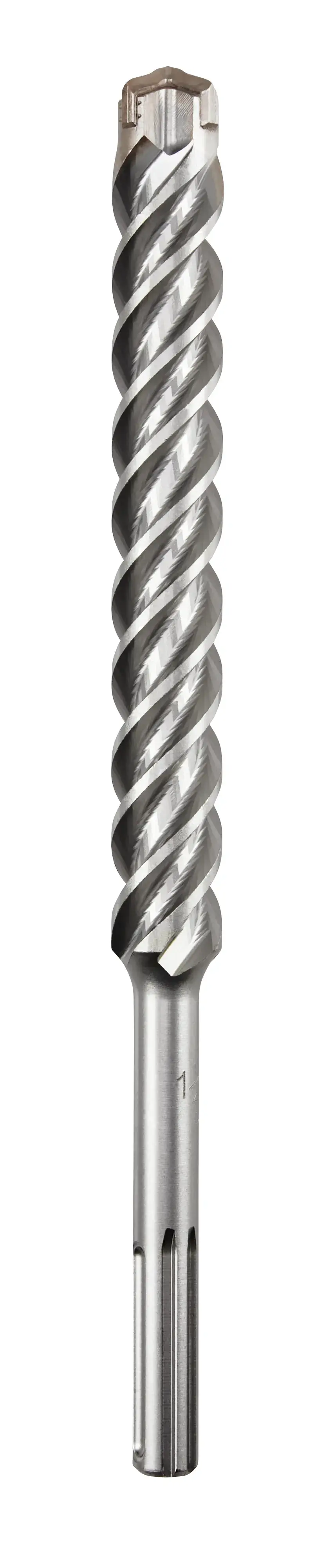 SDS Max High Impact Carbide 4 Cutter Drill Bit in use on concrete wall.