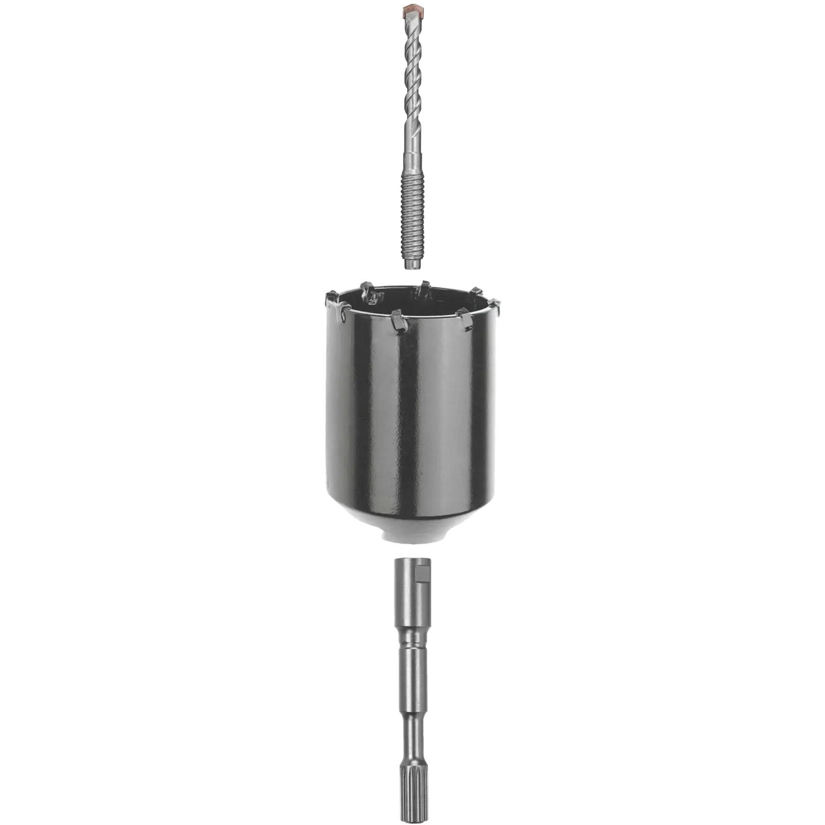 Profile of Two Piece Carbide Core Bit with Thread Adaptor and Shank.