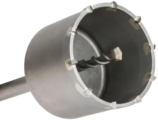 Profile close up of 4 inch by 22 inch One Piece Carbide Core Bit.