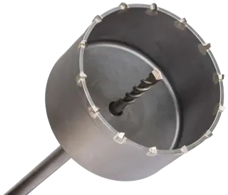 Profile close up of 5 inch by 22 inch One Piece Carbide Core Bit.