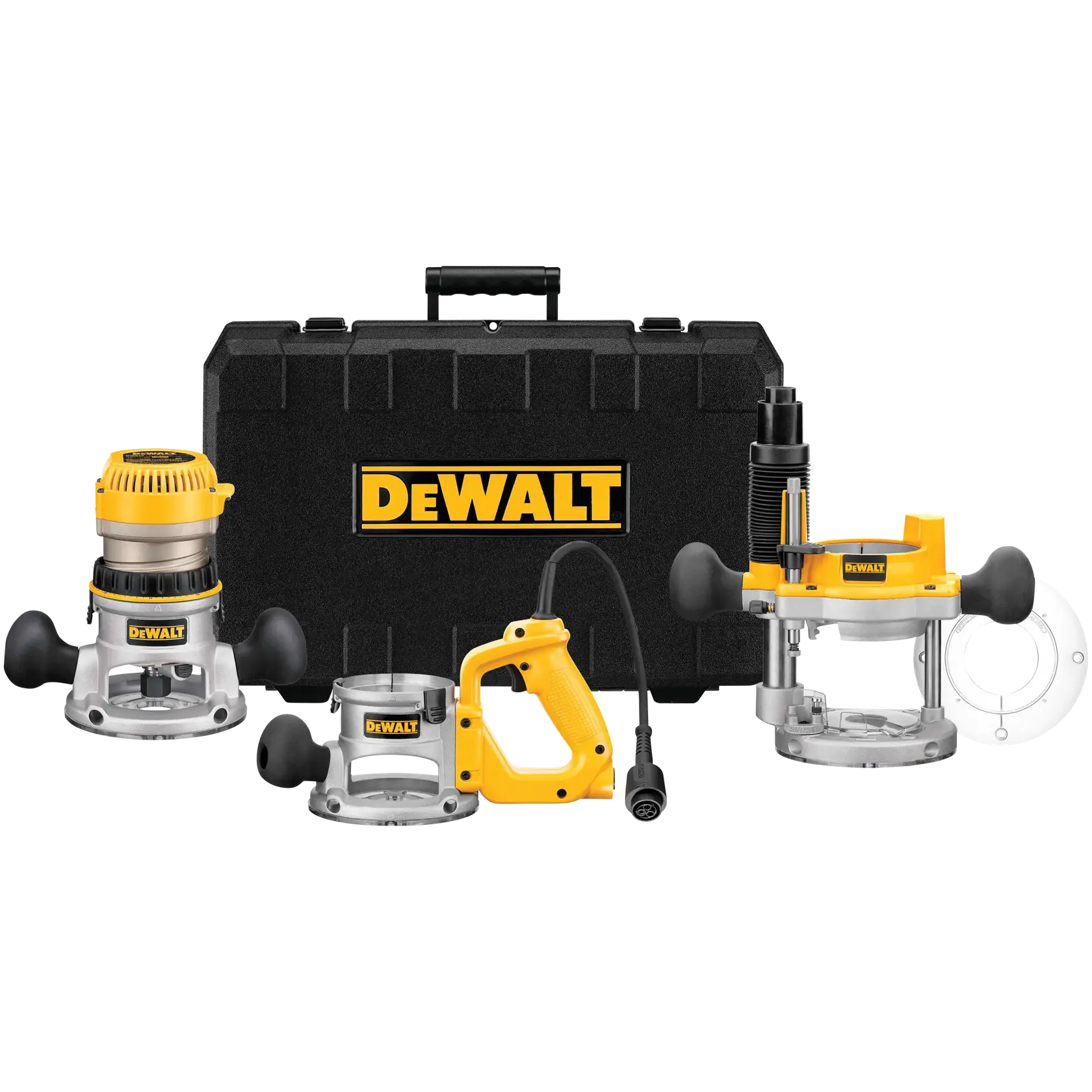 Three Base Router Kit with hard carry case.