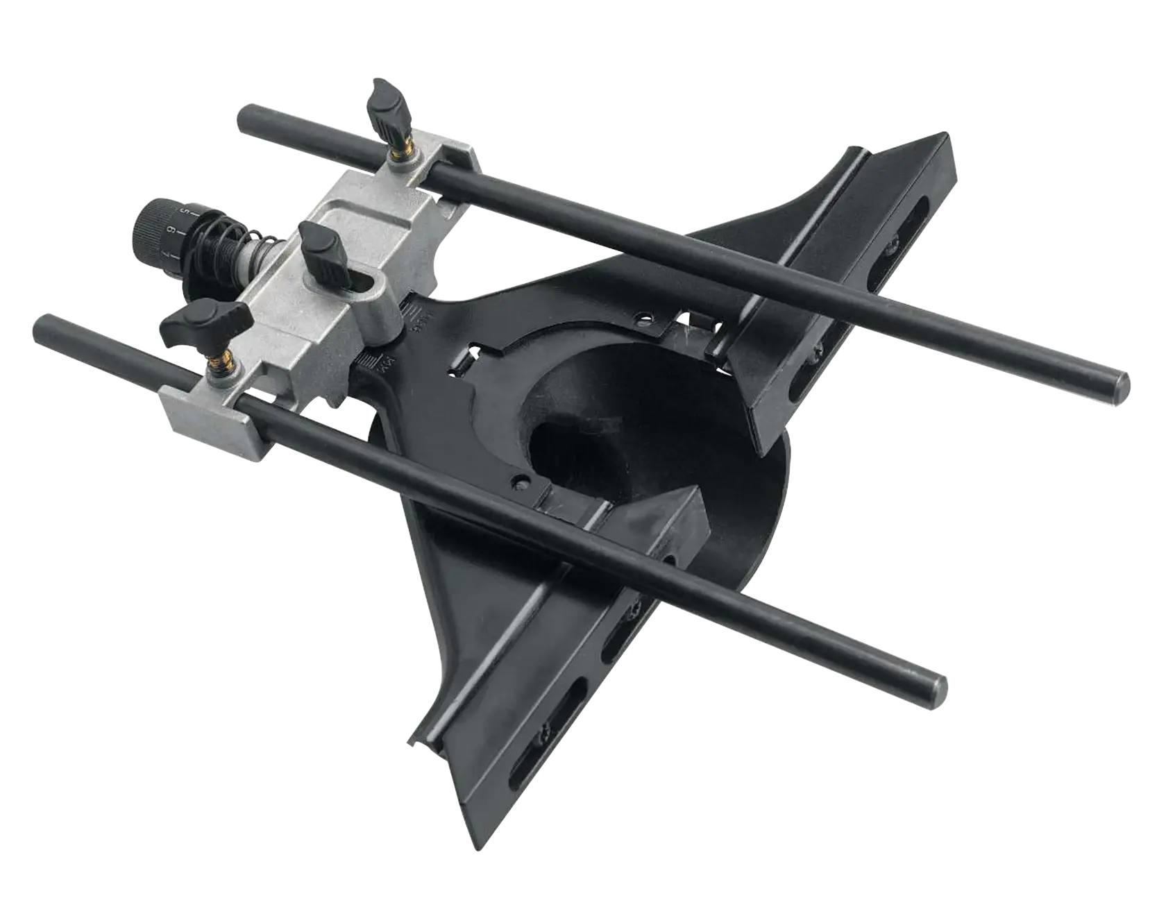 Universal edge guide with dust collection.