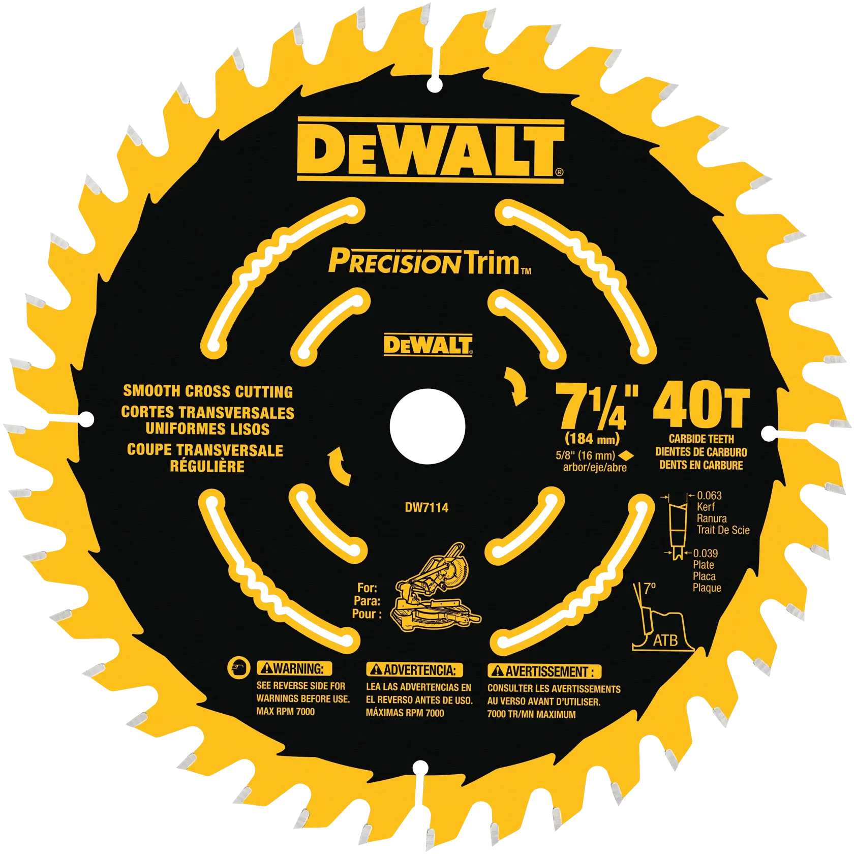 DEWALT® 7-1/4-in. 40T Precision Trim Miter Saw Blade