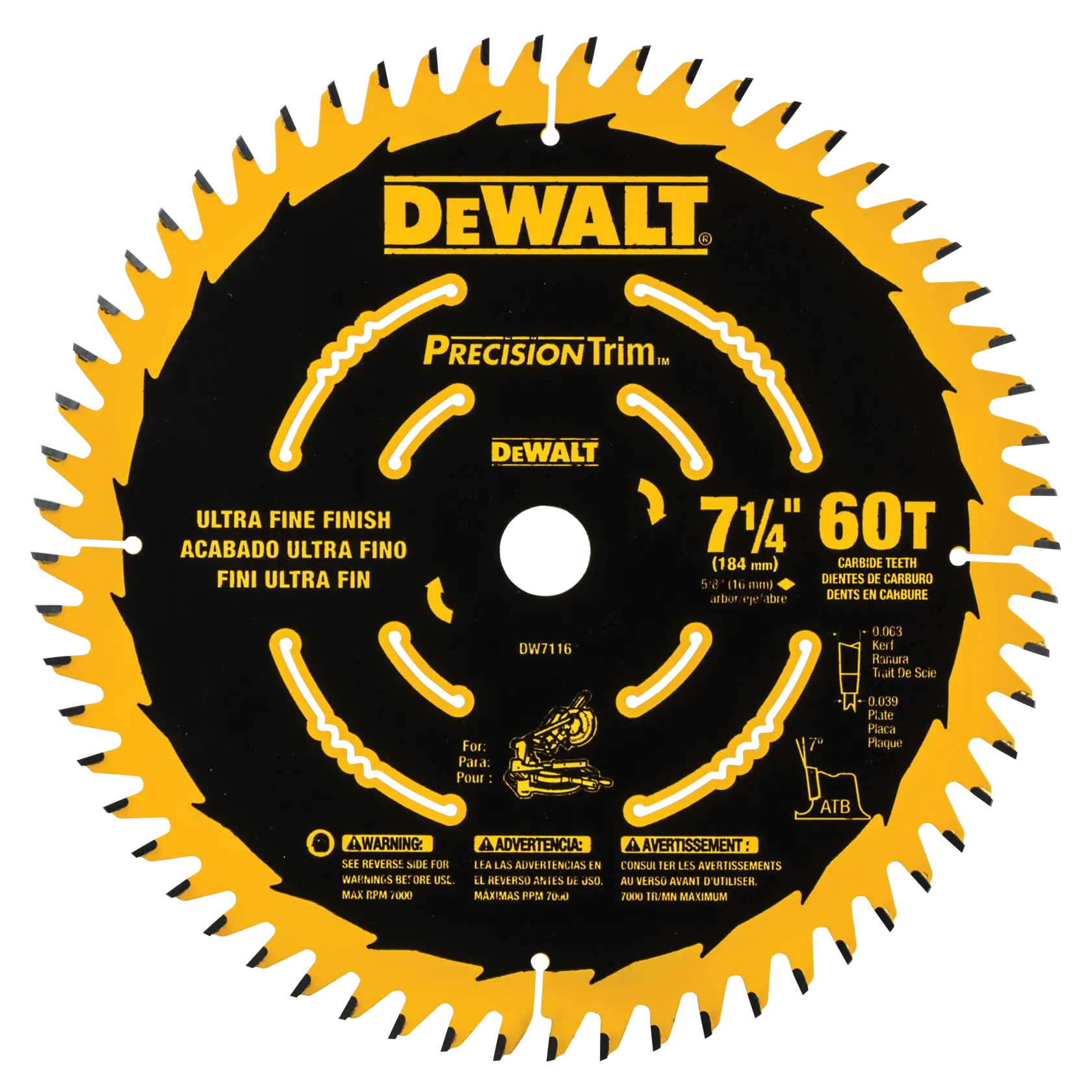 DEWALT® 7-1/4-in. 60T Precision Trim Miter Saw Blade