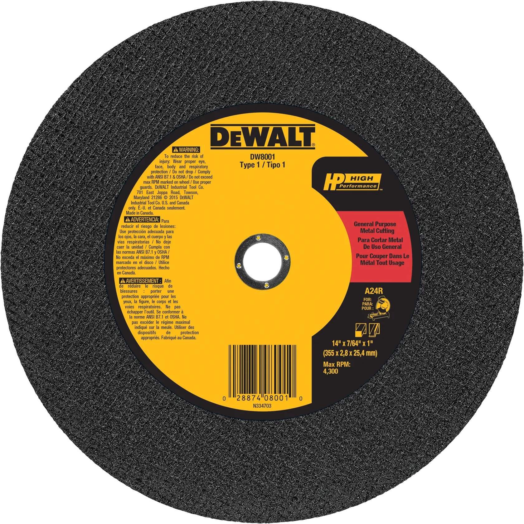 DEWALT 10“ x 7/64“ x 5/8“ general purpose cutting wheel
