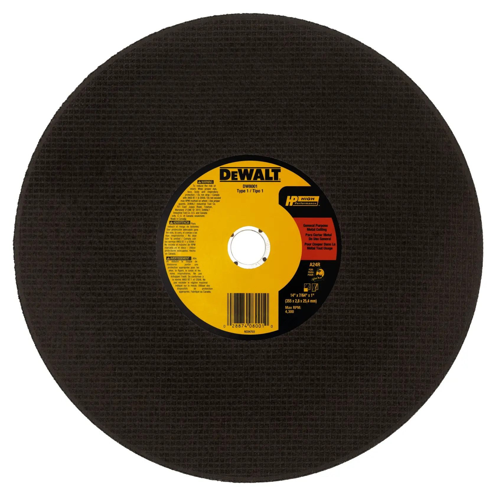 DEWALT 10“ x 7/64“ x 5/8“ general purpose cutting wheel thumbnail 2
