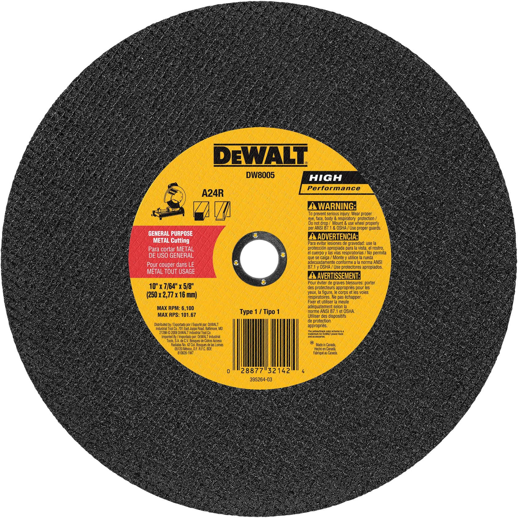 DEWALT® 10-in. x 7/64-in. x 5/8-in. General Purpose Cutting Wheel