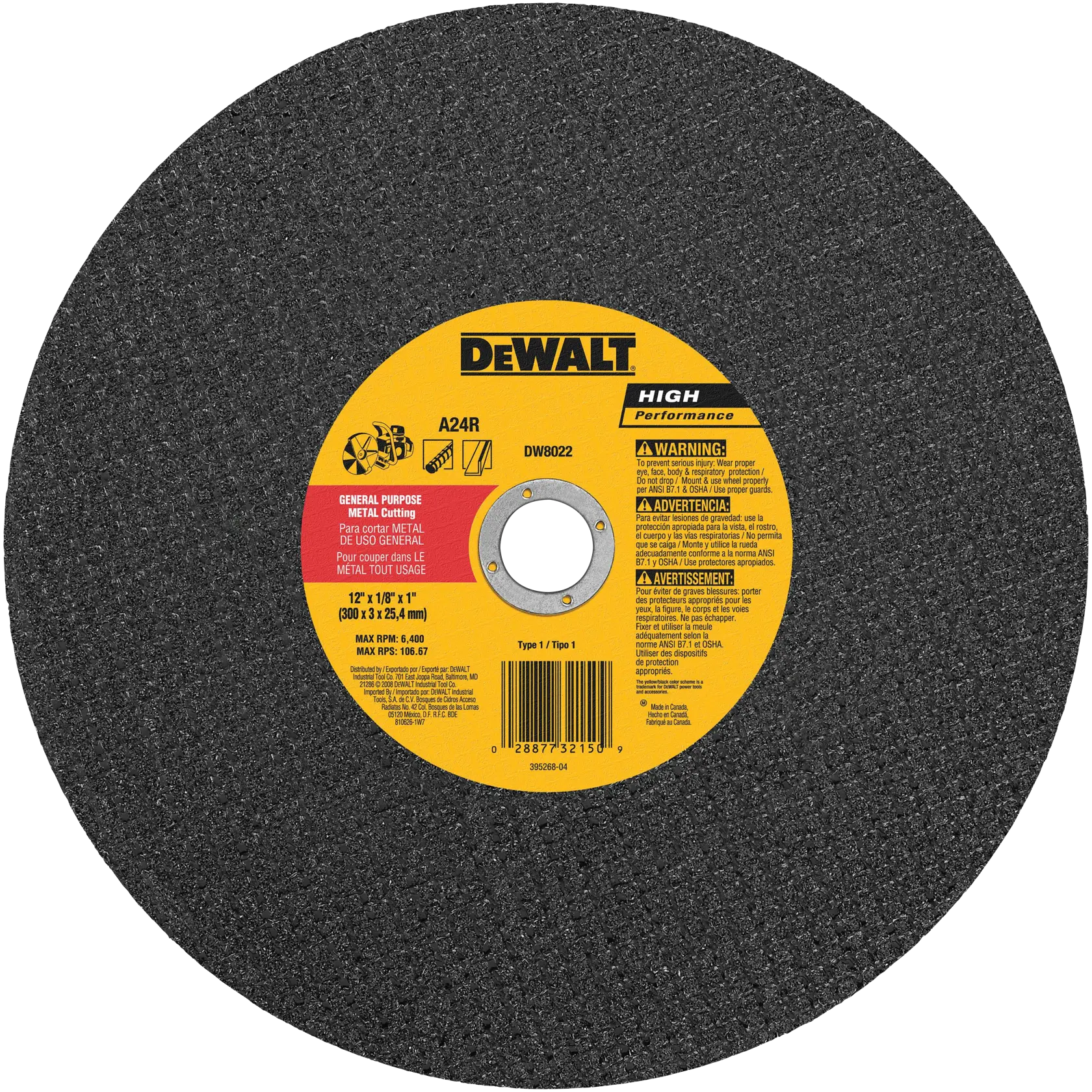 DEWALT® 12“ x 1/8“ x 1“ metal cutting blade