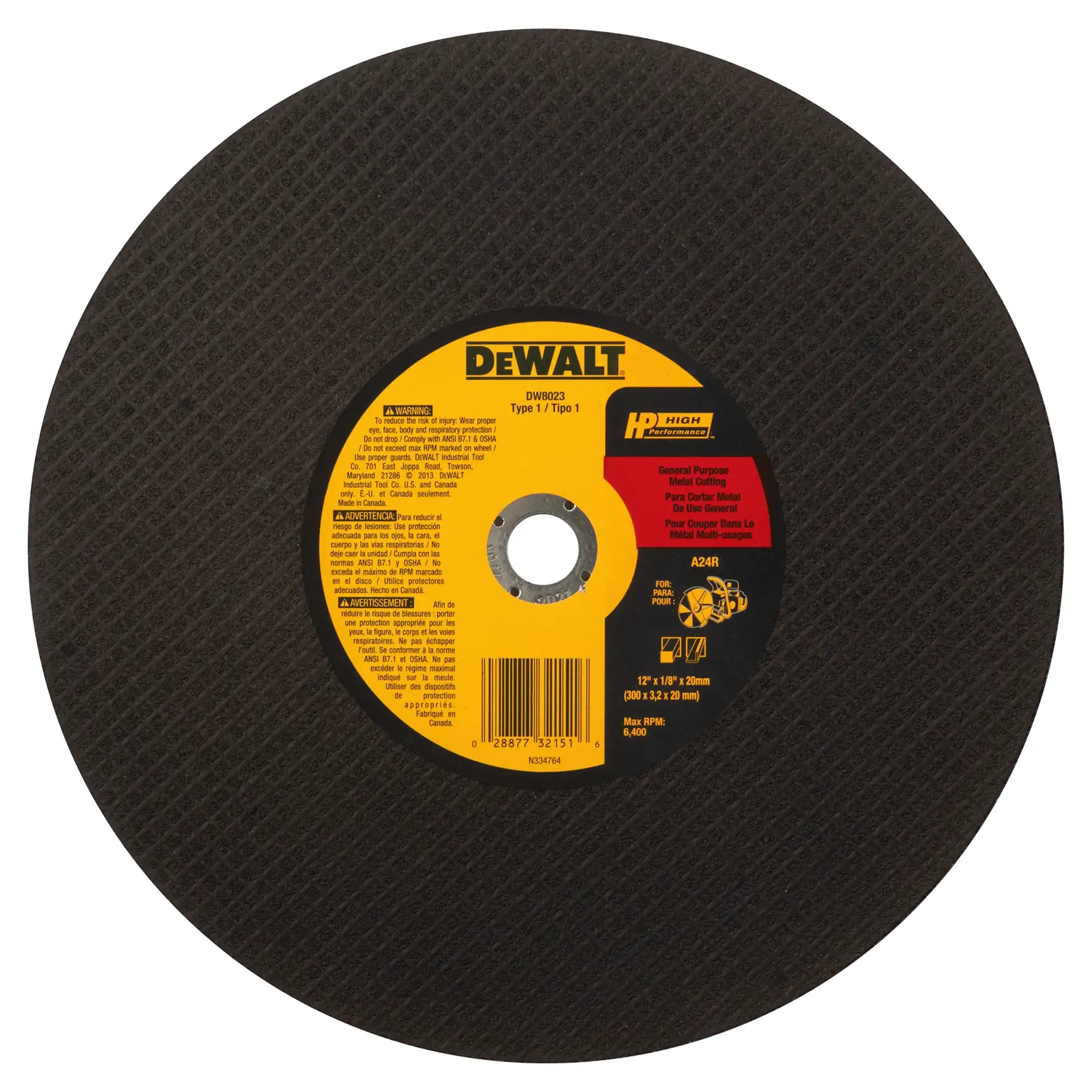 DEWALT 12“ x 1/8“ x 20mm metal cutting blade thumbnail 2