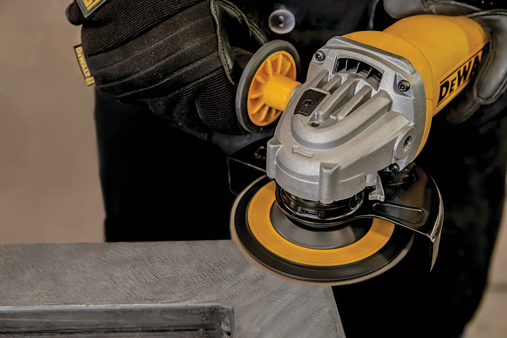 Aluminum Flap Disc being used on metal edge.