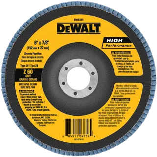 6 inch by seven eighths inch H P Flap Disc Type 29.
