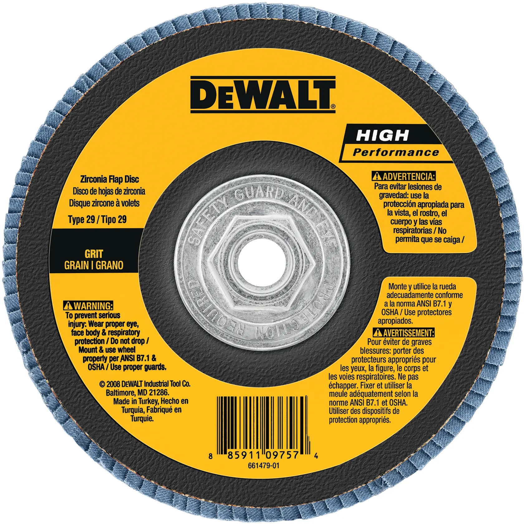 DEWALT® 6-in. x 5/8-in.-11 Type 29 HP Flap Disc (80 Grit)
