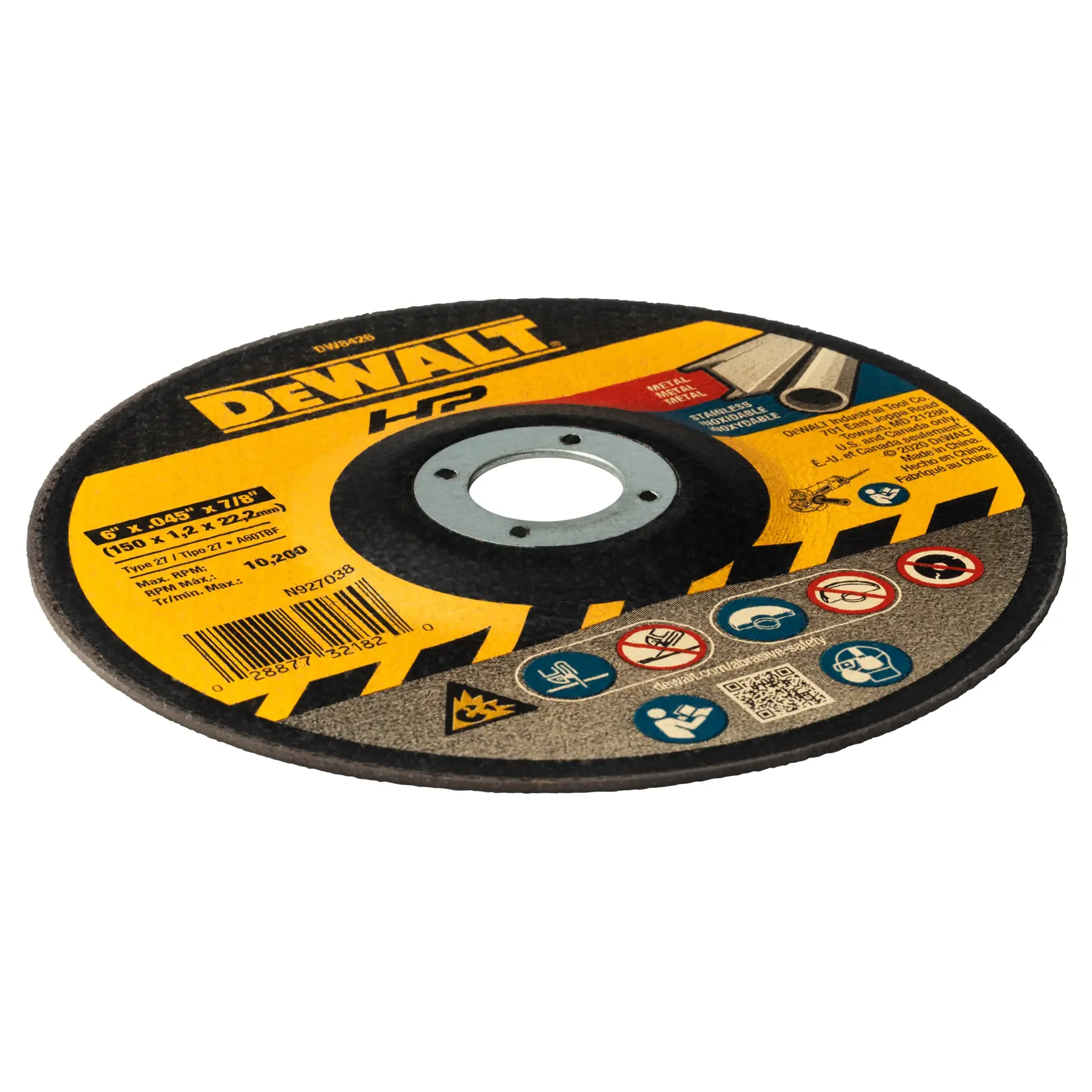 DEWALT® HP™ 6-in. x 0.045-in. x 7/8-in. T27 Cutting Wheel thumbnail 2