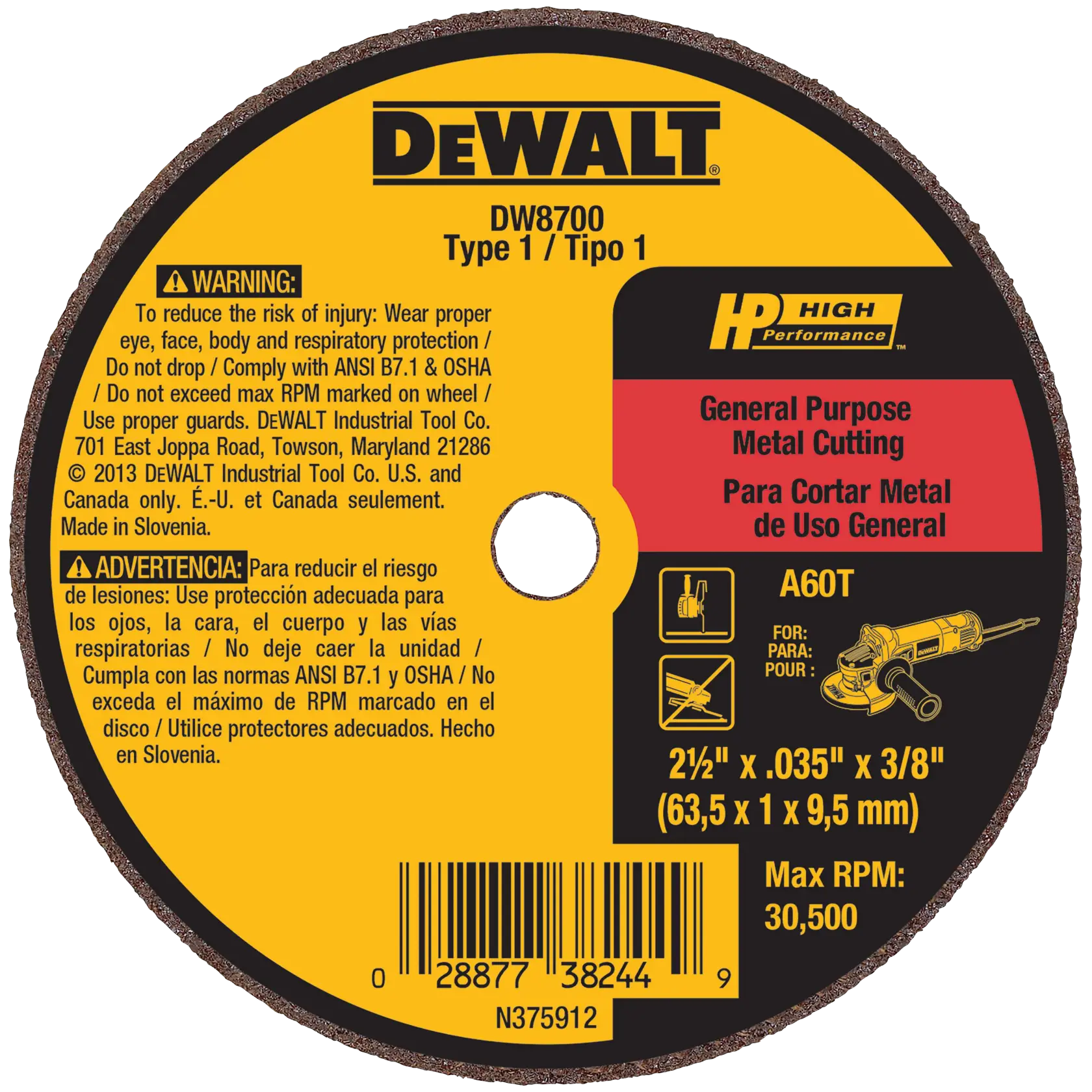 2 and a half inch by 0.035 inch by 3 eighths of an inch 2 5 4 die grinder wheel type 1.
