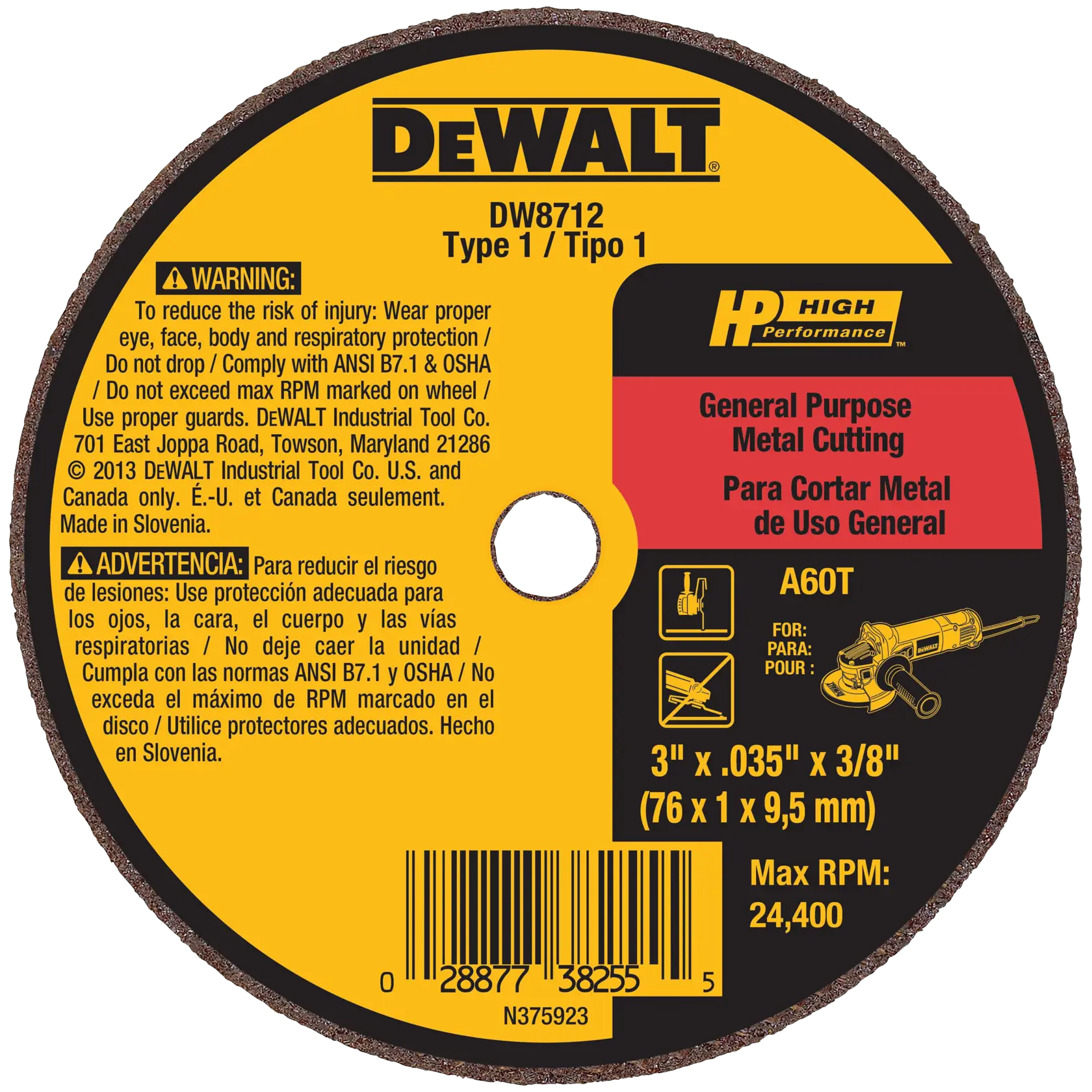 3 inch by 0.035 inch by 3 eighths of an inch 2 5 4 die grinder wheel type 1.