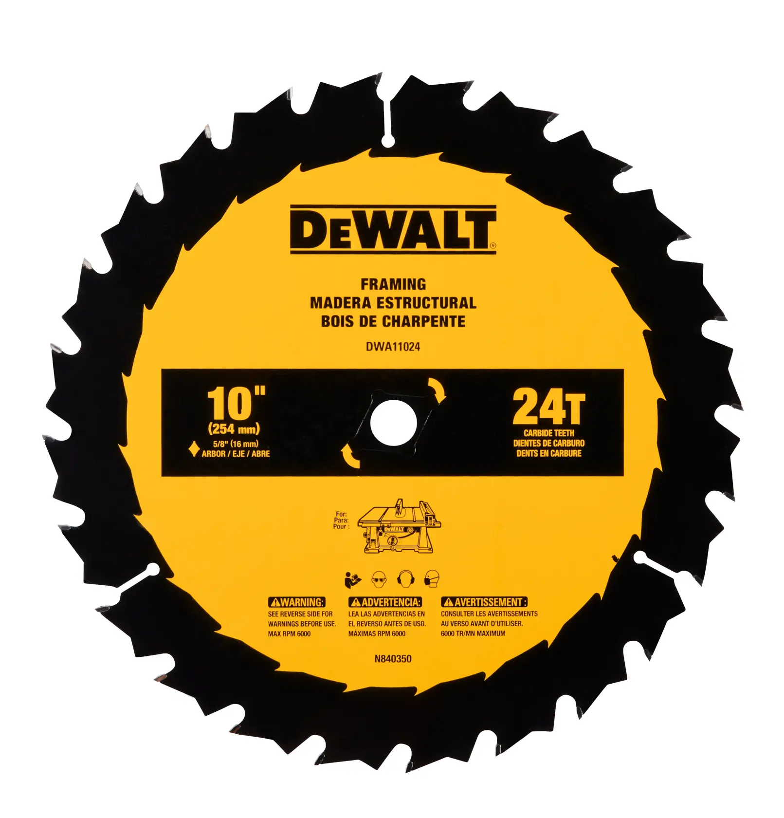 Profile of 24 tooth carbide tipped circular saw blade.