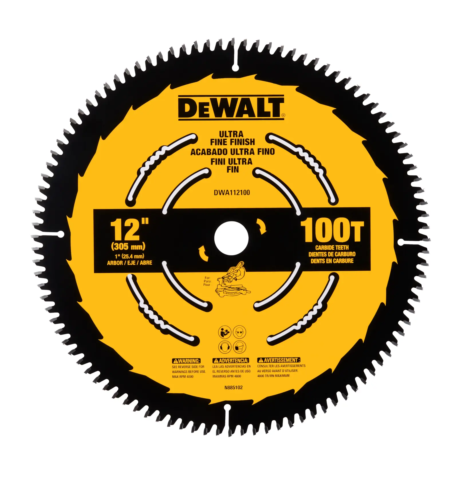Profile of 12 inch 100 tooth saw blade.