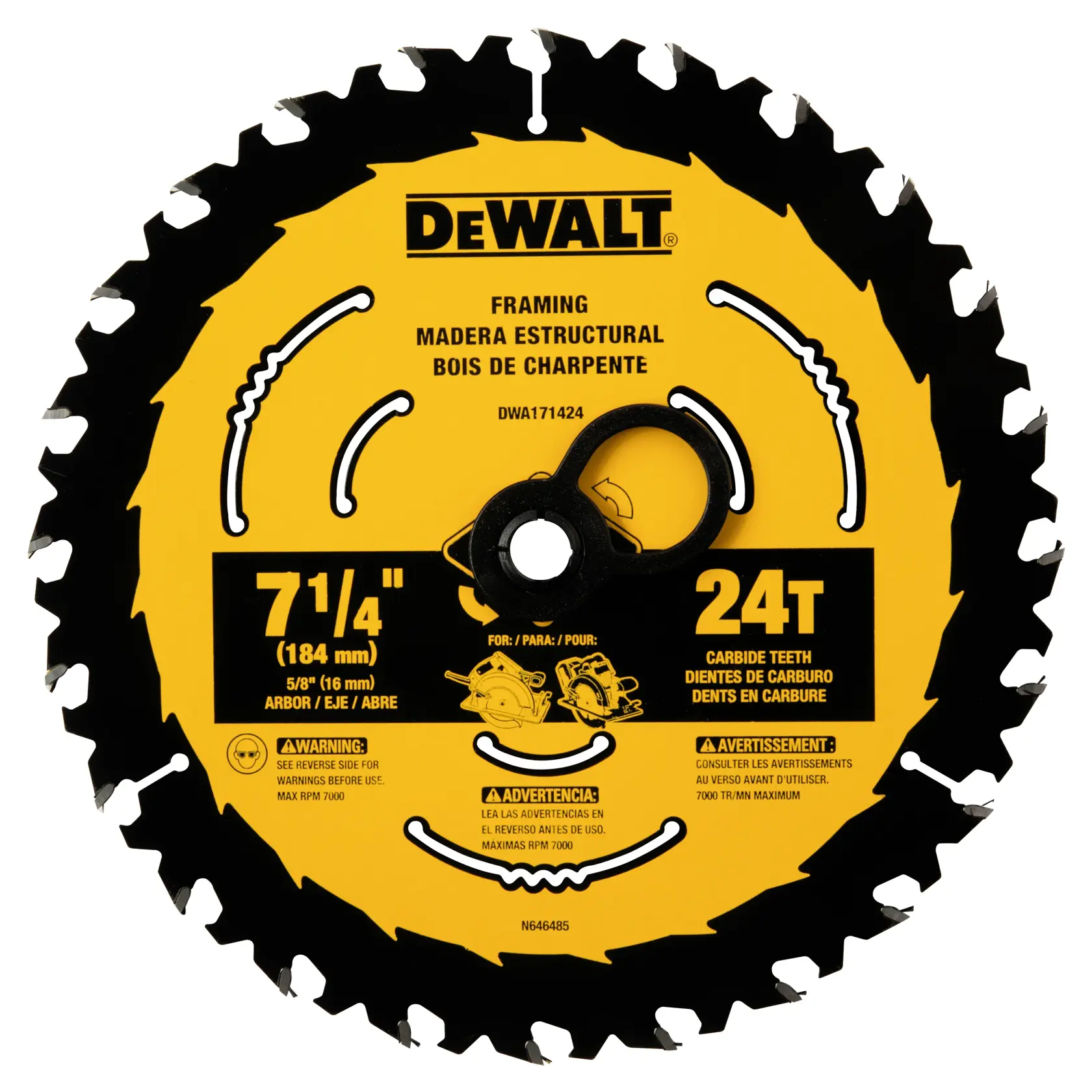 Seven and a Quarter inch Circular Saw Blades being used on wooden boards.