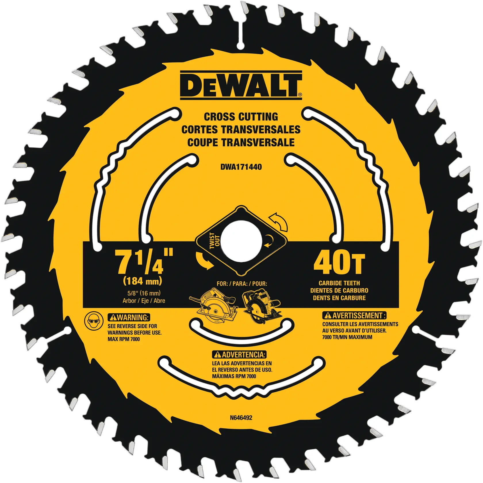 7 and a quarter inch 40 teeth Circular Saw Blade.