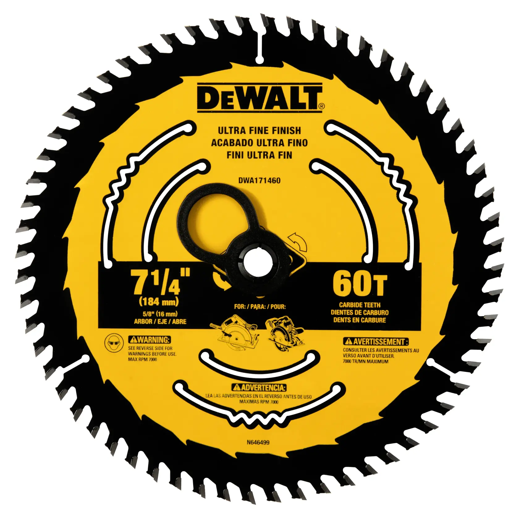 DEWALT® 7-1/4-in. Carbide Circular Saw Blade 60 Tooth with 5/8 in Arbor thumbnail 4