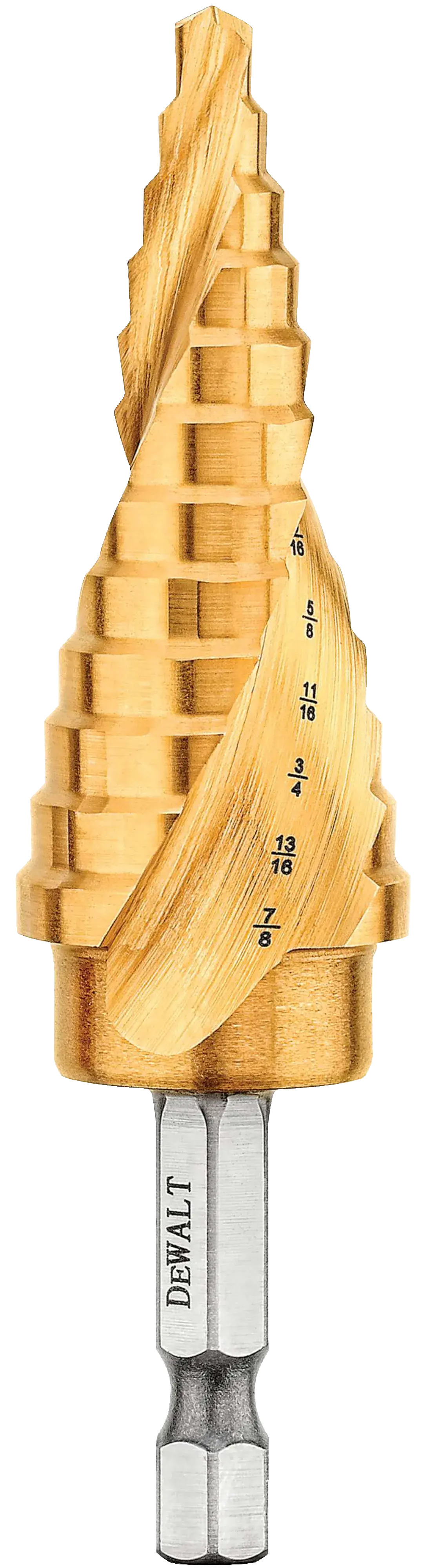 DEWALT® 3/16-in. - 7/8-in. IMPACT READY Titanium Nitride Coating Step Drill Bit