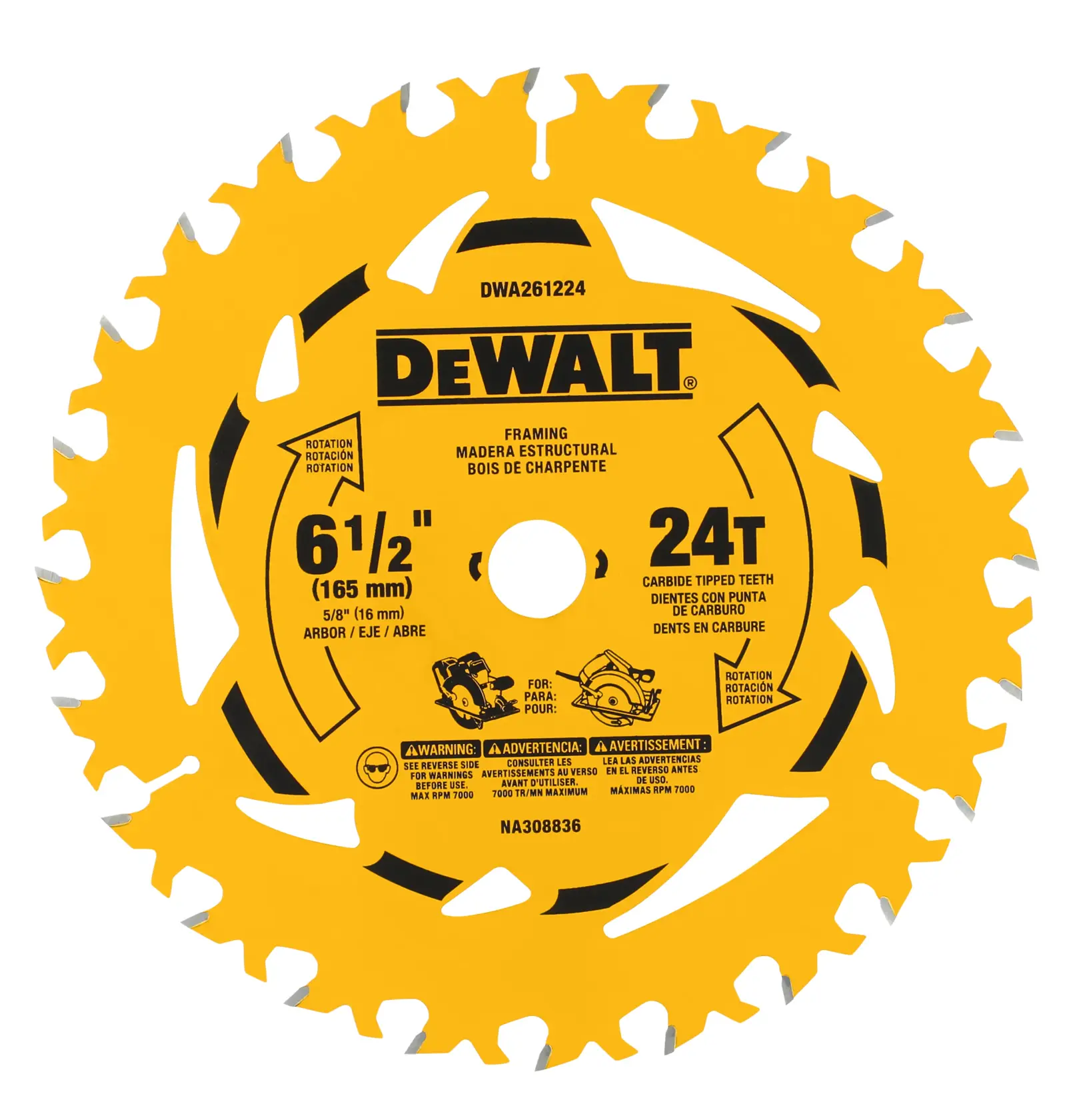 DWA261224L DEWALT 6-1/2“ 24T Lowe's Security Tag beauty image 1.