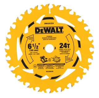 DEWALT DWA261224  6-1/2“ 24T Single Pack front view.