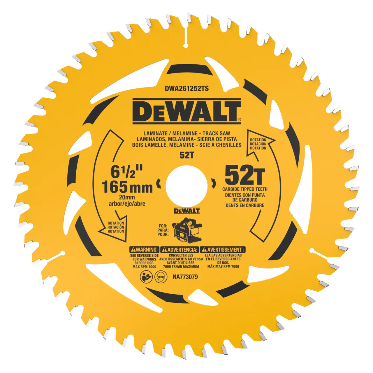 DEWALT 6-1/2 in. 52T Laminate And Melamine Track Saw Blade