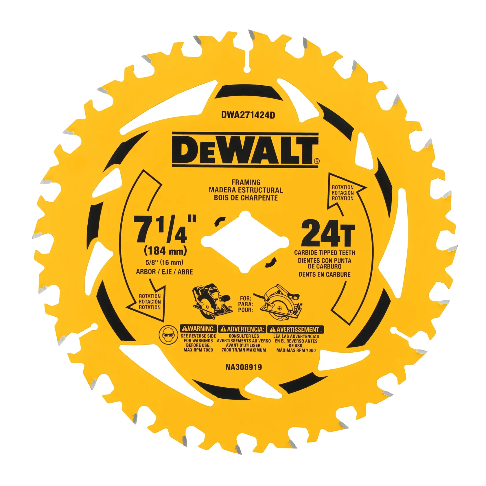 DEWALT® 7-1/4-in. 24T Worm Drive Ready Circular Saw Blade
