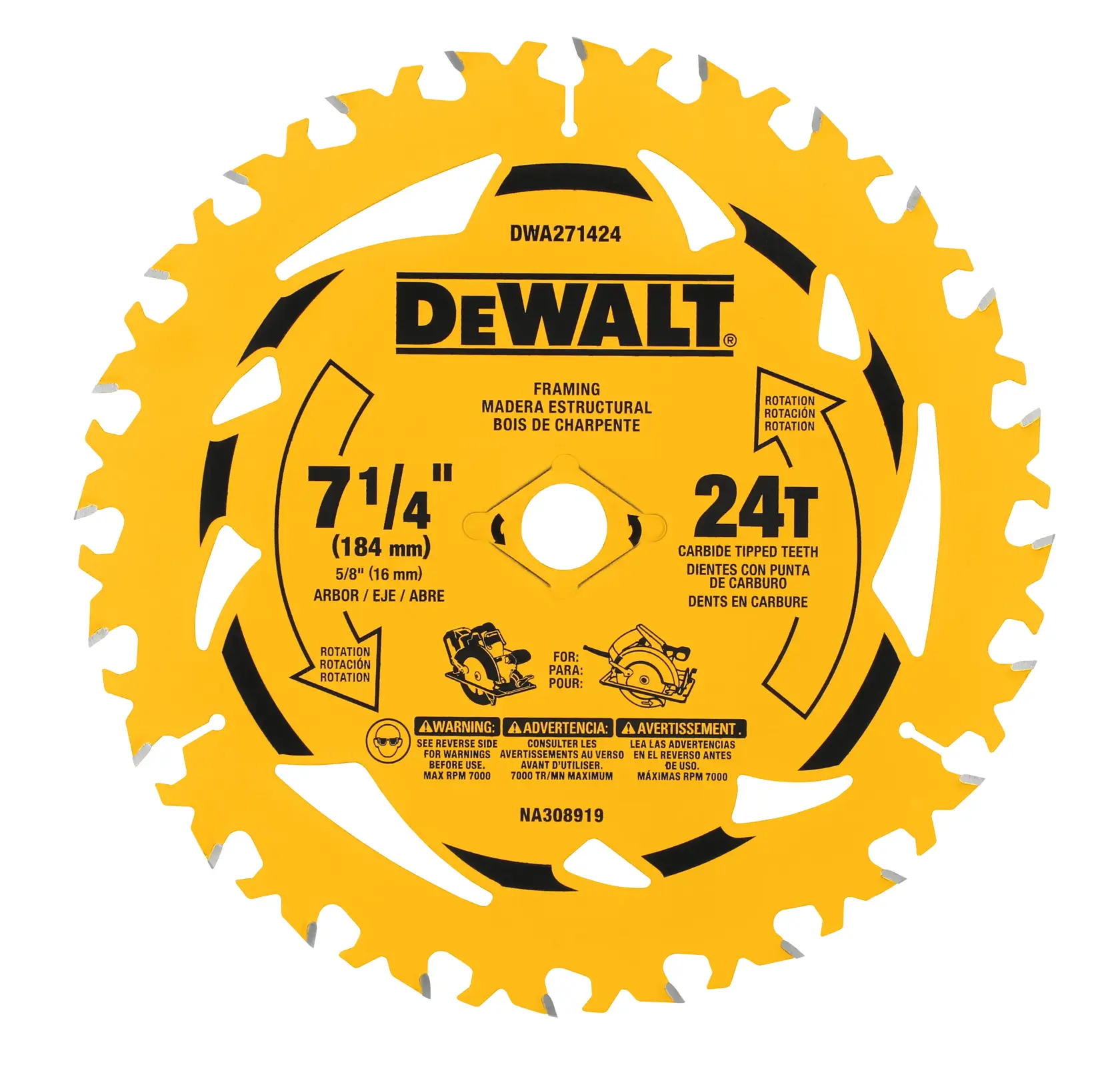 DEWALT® 7-1/4-in. 24T Circular Saw Blade (3-Pack)