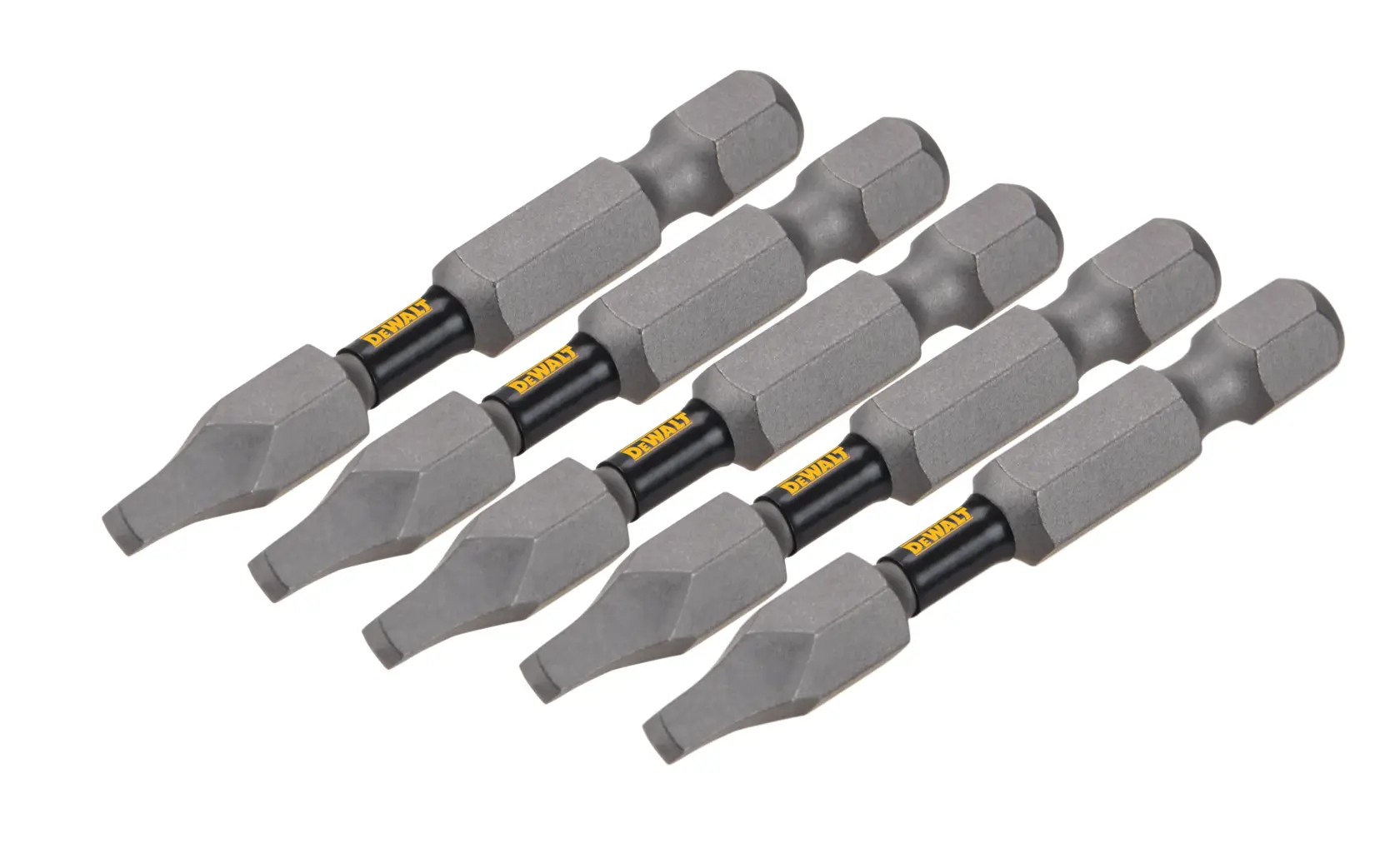 profile of five Tough grip screwdriving bits.