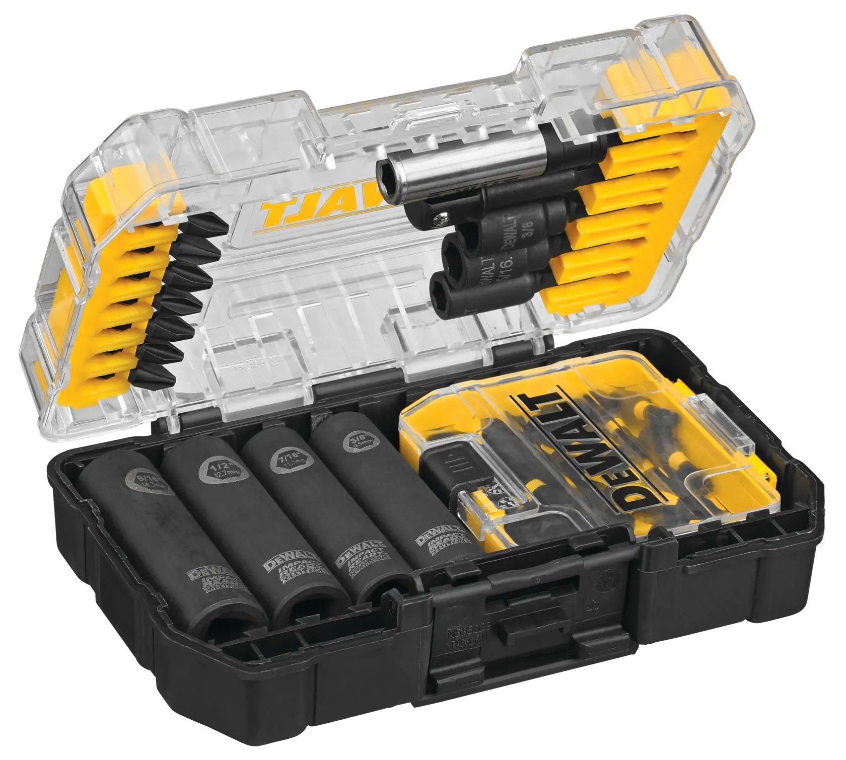 profile of Flex Torq screwdriving bit set in tough case.