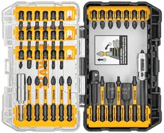 profile of Flextorq Screwdriving bits in a open case.