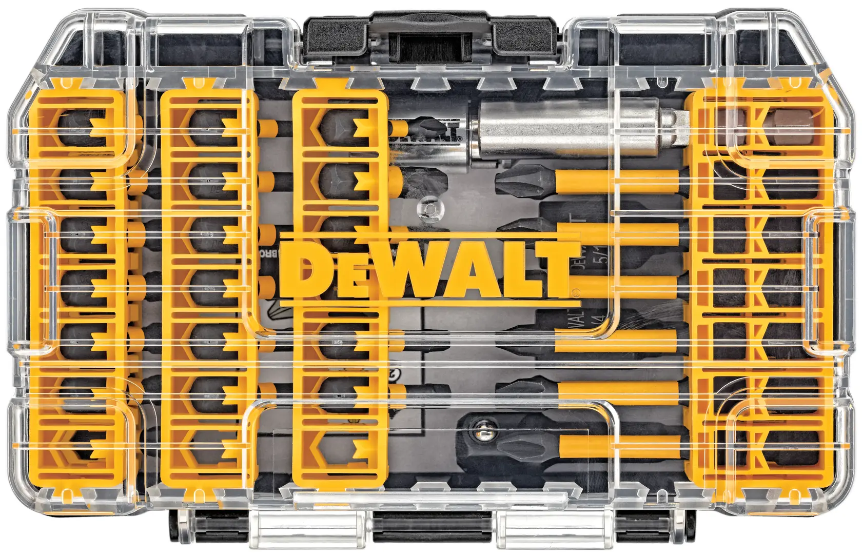profile of Flextorq Screwdriving bit set in a open case.