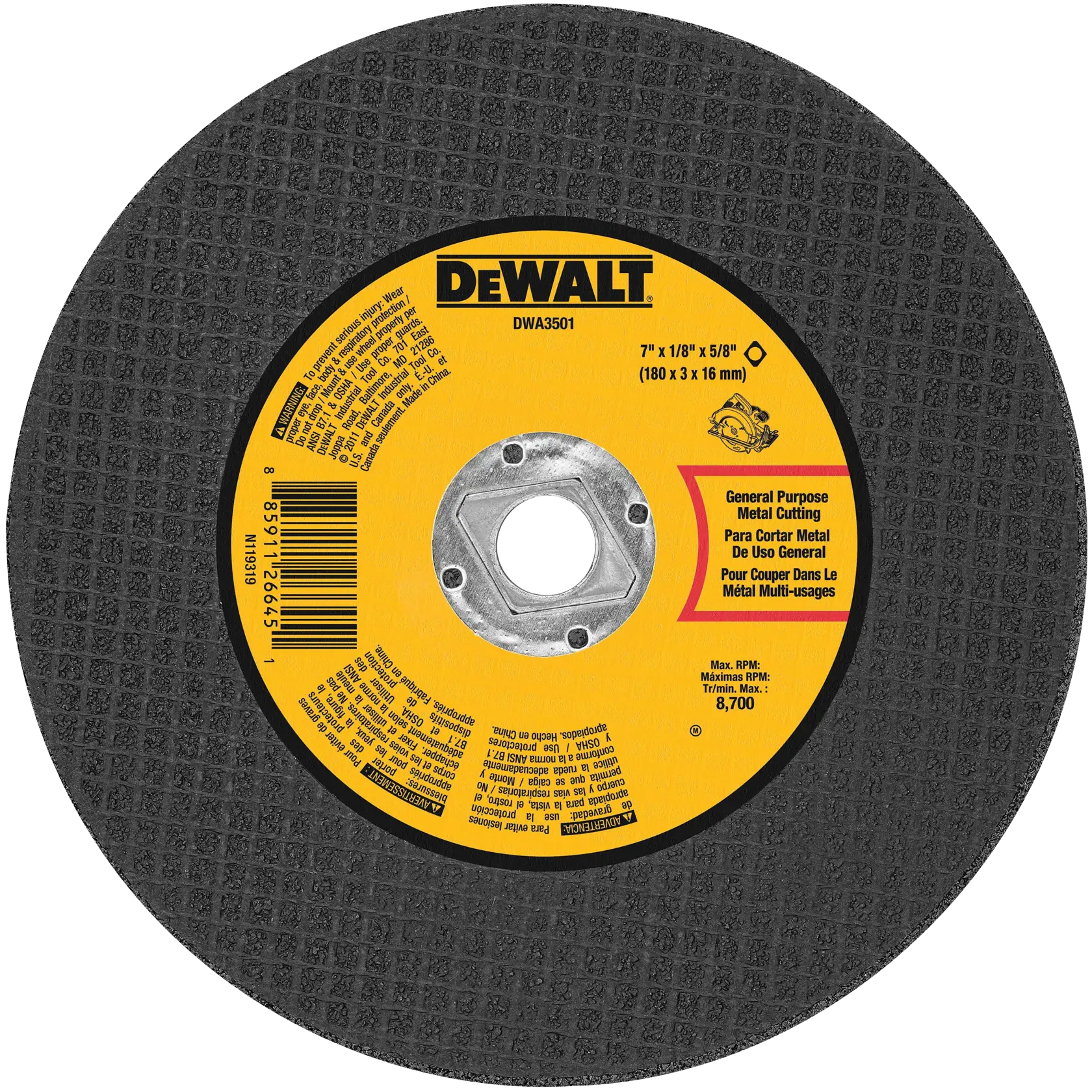 DEWALT® 4-in. X .045-in. X 5/8-in. Metal Cut-Off Wheel