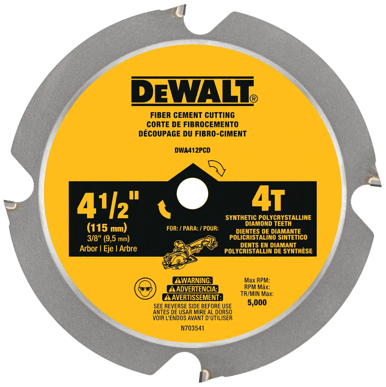 profile of 4 and a half inches Fiber Cement Cutting Circular Saw Blade with Saw.