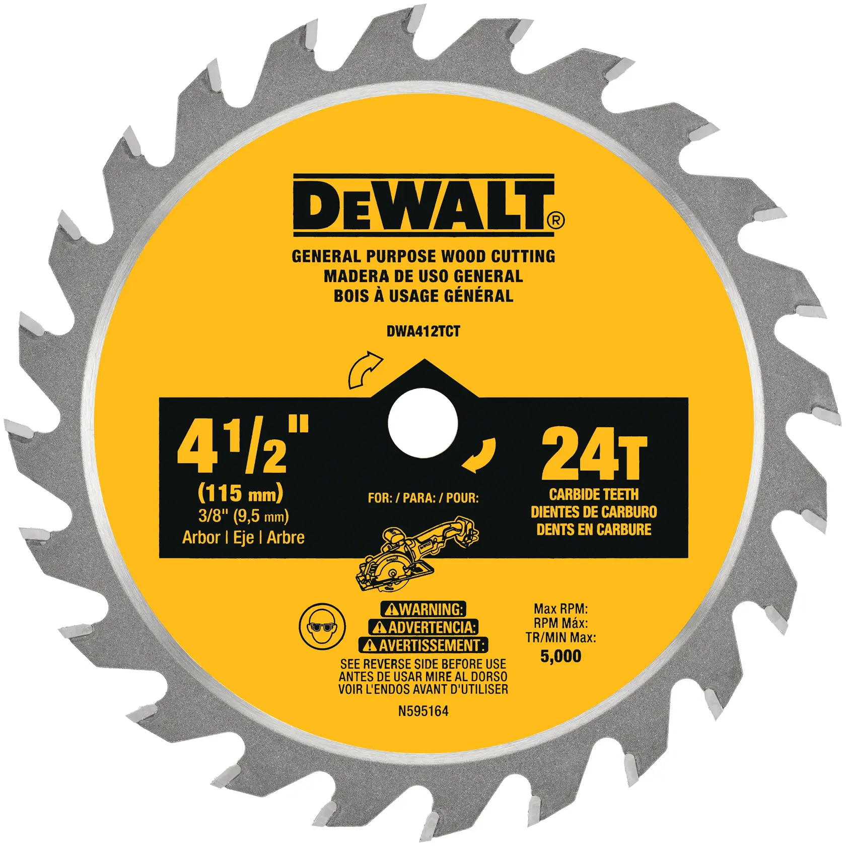 profile of 4 and a half inches Fiber Cement Cutting Circular Saw Blade.