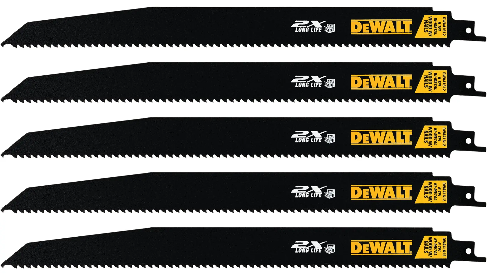 DEWALT® 12-in. 6TPI 2X Reciprocating Saw Blade (5-Pack) thumbnail 2