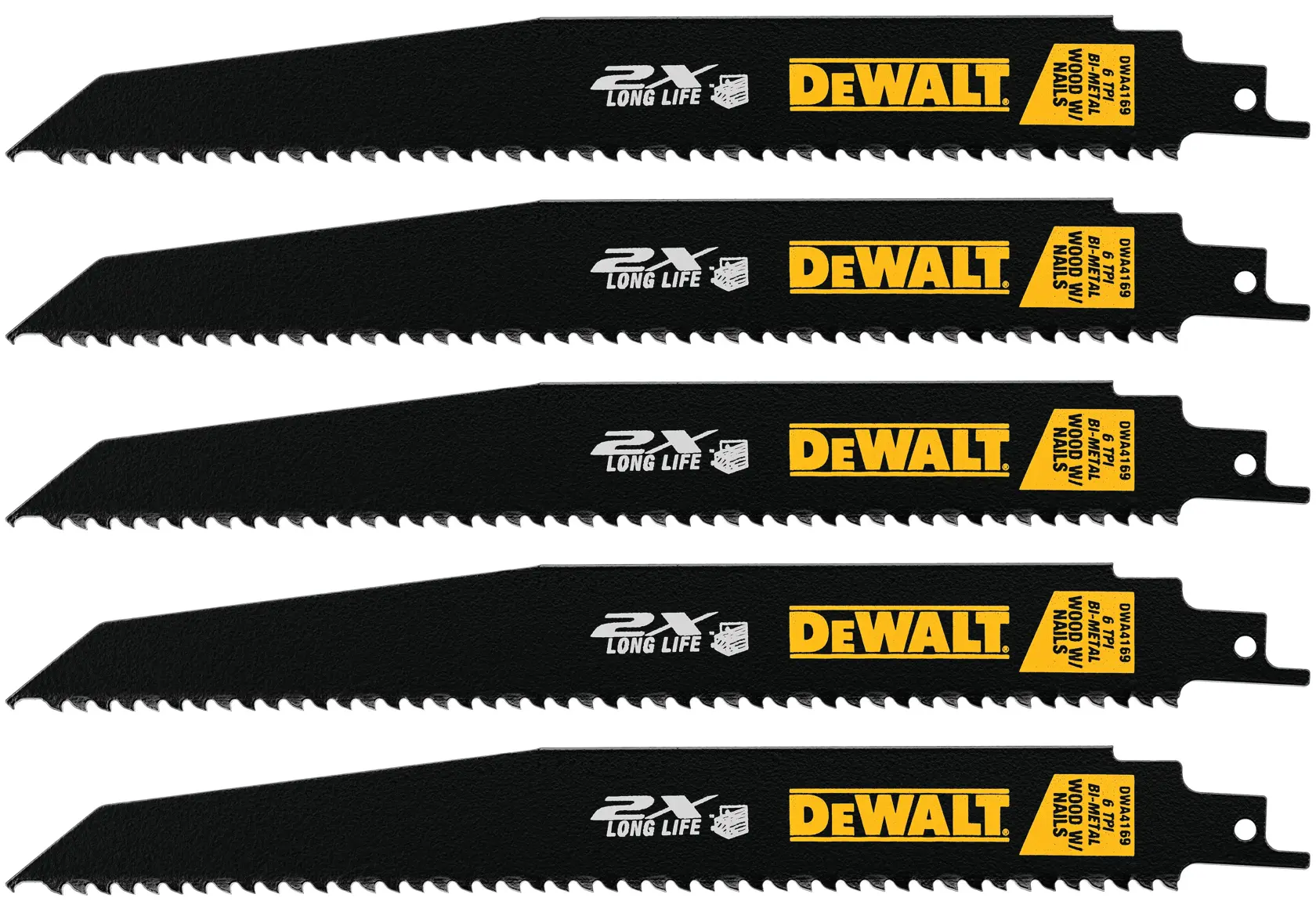 DEWALT® 9-Inch 6TPI 2X Reciprocating Saw Blade (5-Pack) thumbnail 2