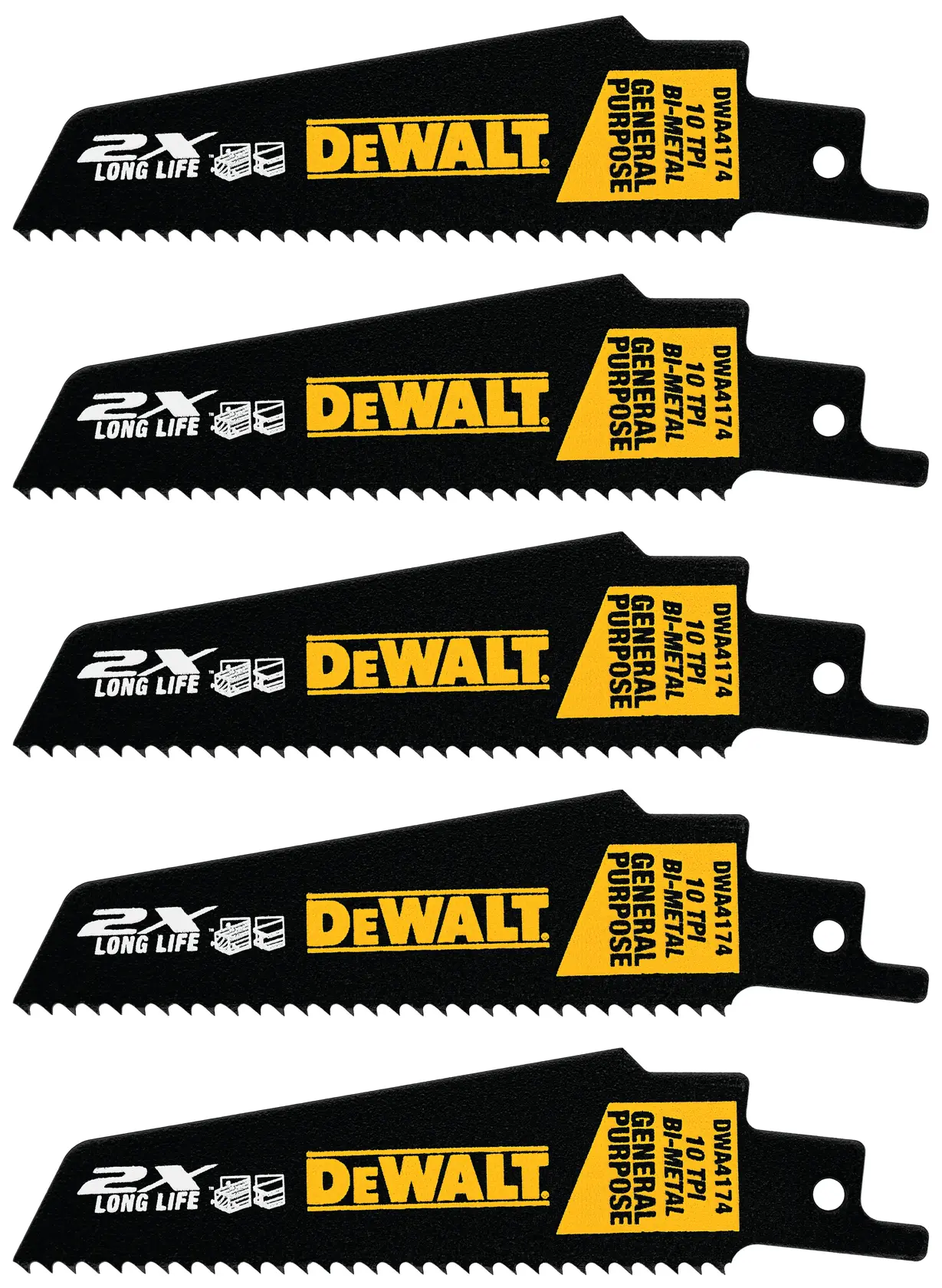 profile of 5 of 10 TPI Long Life Wood Cutting Reciprocating Saw Blade.