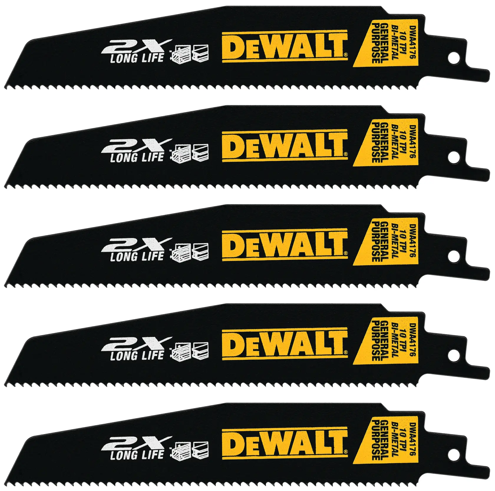 profile of 5 of 10 TPI Long Life Wood Cutting Reciprocating Saw Blade.