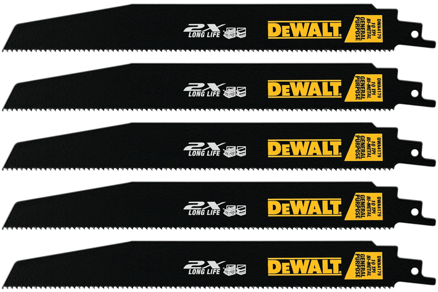 profile of 5 of 10 TPI Long Life Wood Cutting Reciprocating Saw Blade.