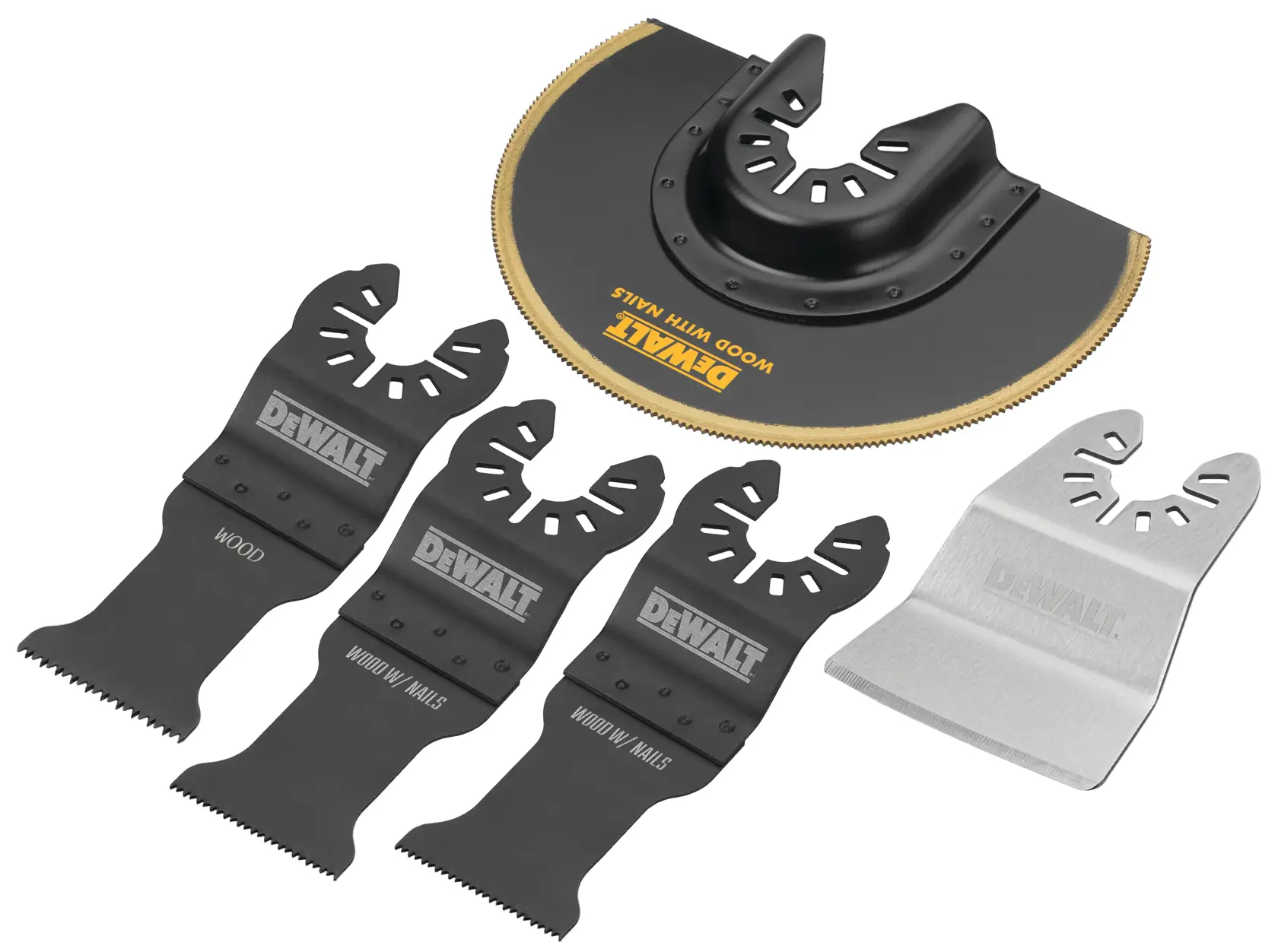 profile of Oscillating 5 piece Blade Set.
