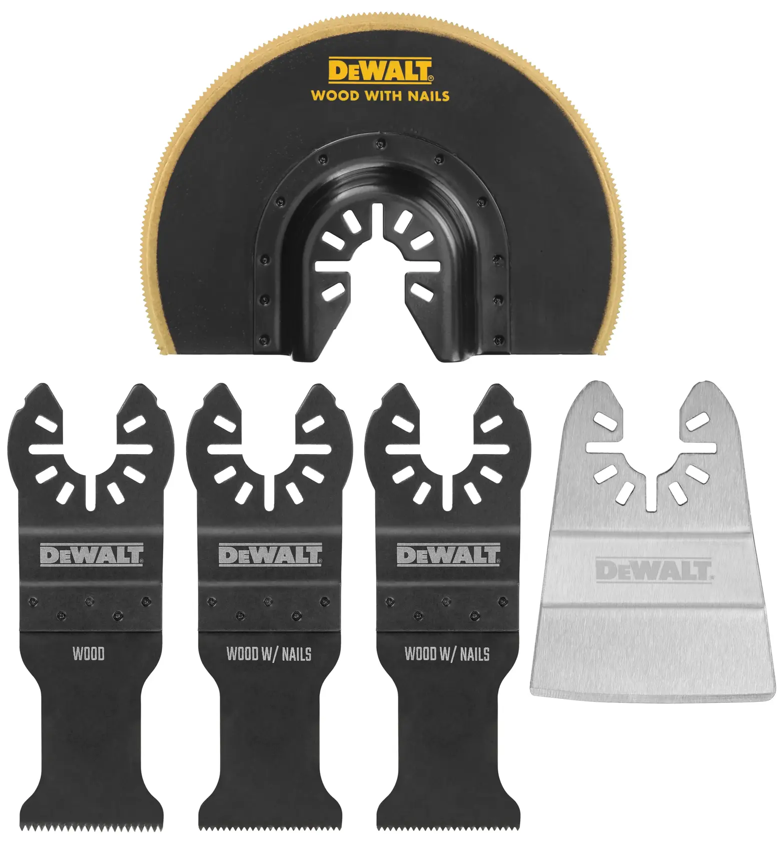 profile of Oscillating 5 piece Blade Set.
