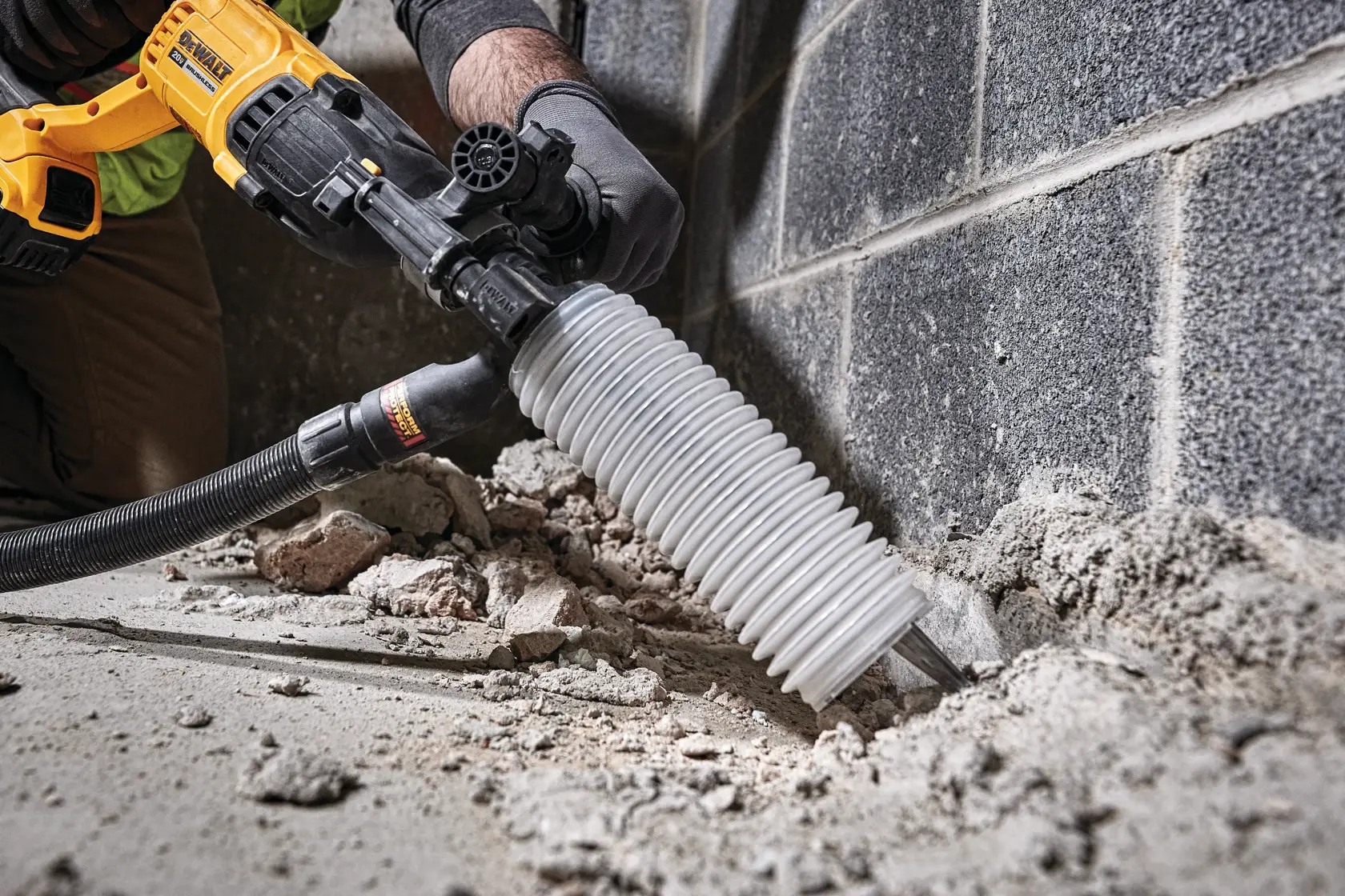 HIGH IMPACT STEEL SDS Plus Chisels and Demolition Steel being used on ground.