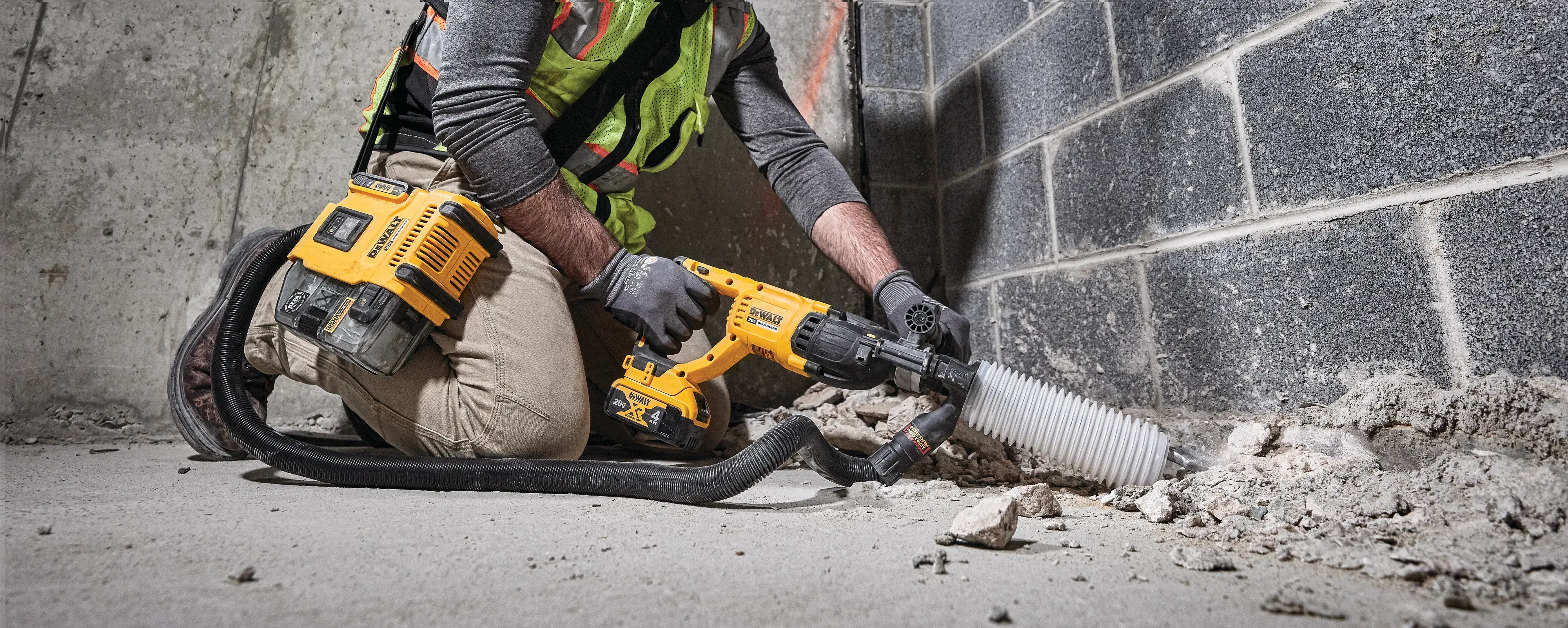 HIGH IMPACT STEEL SDS Plus Chisels and Demolition Steel being used on ground.