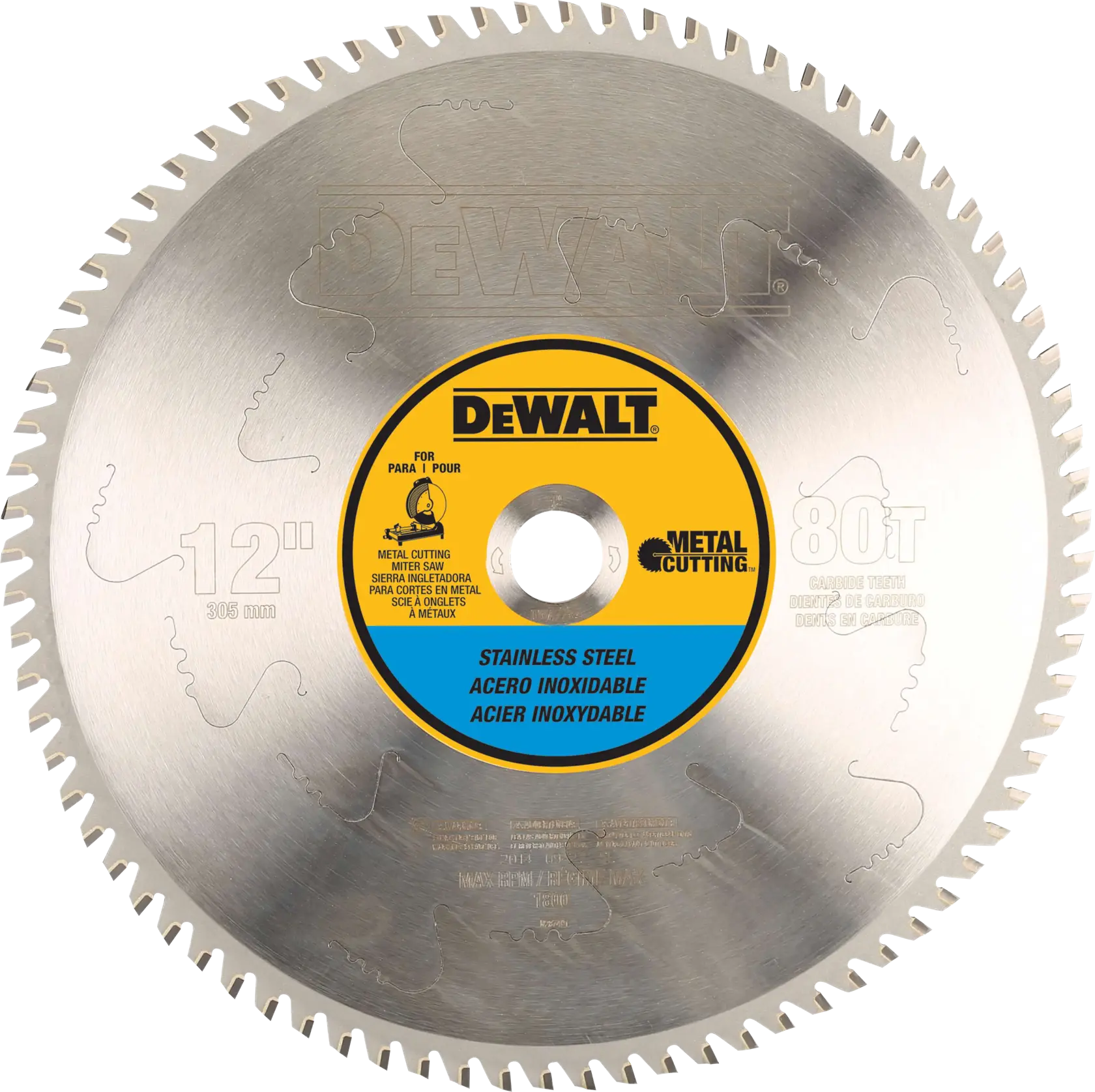 DEWALT® 12-in. 80T 1-in. Arbor Stainless Steel Metal Cutting Saw Blade