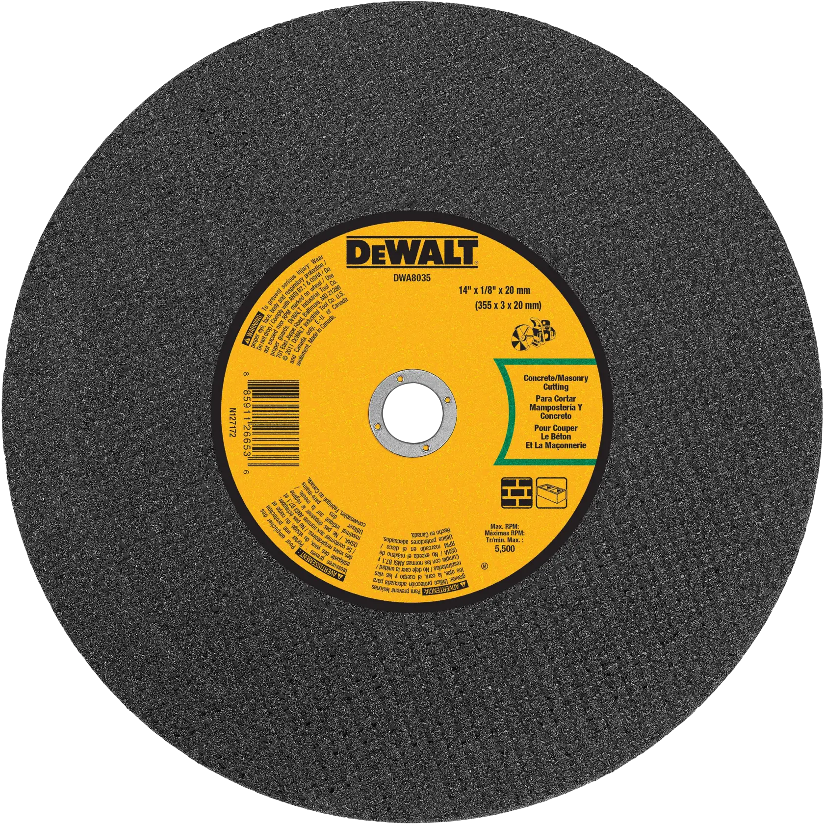 Profile of 14 inch Masonry Cutting High Speed Wheel.