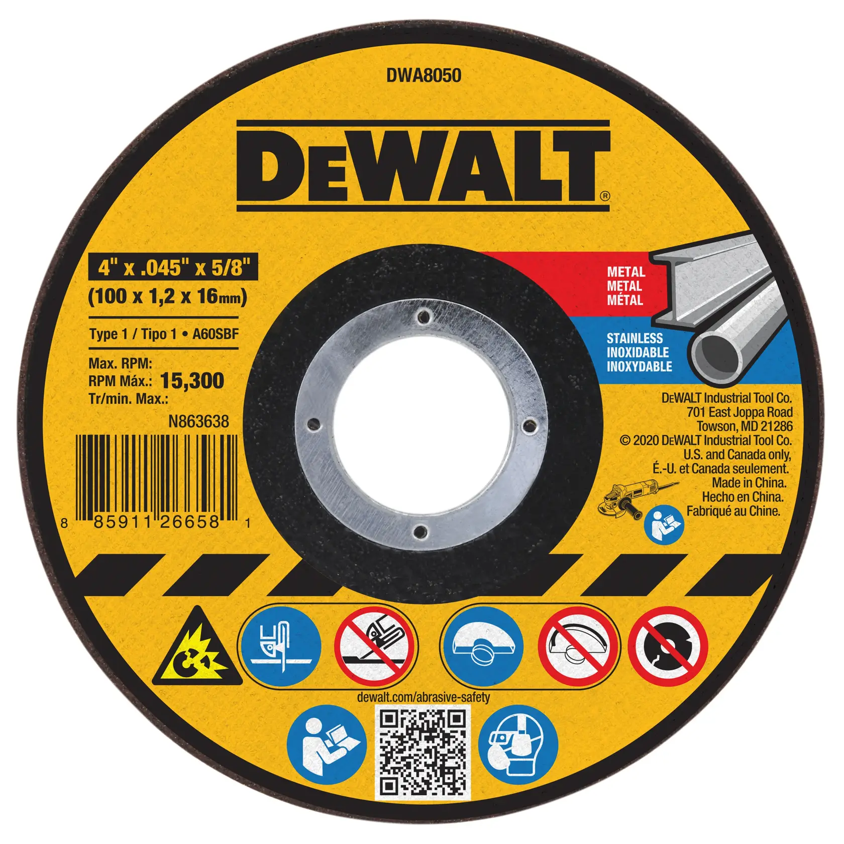 DEWALT® 4-in. x .045-in. x 5/8-in. T1 Cut-Off Wheel for Metal